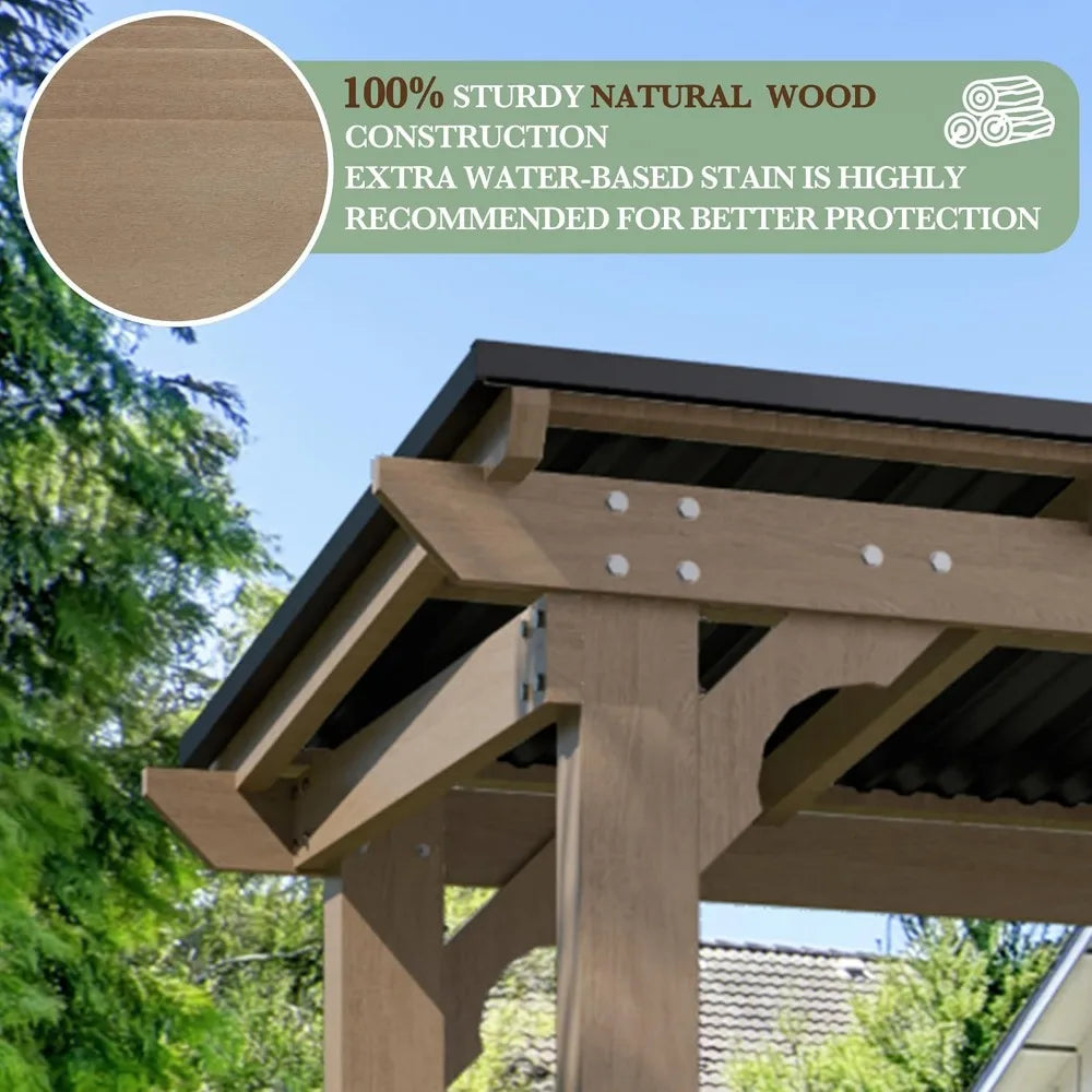 6x13FT Wood Grill Gazebo Sloping Metal Roof Heavy Duty 2 Grills Permanent BBQ Canopy Outdoor Patio Lawn Garden,Customized