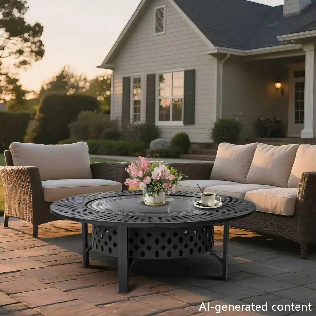 Wood Burning Fire Pit With Two Grills And Lid For Outdoor Use