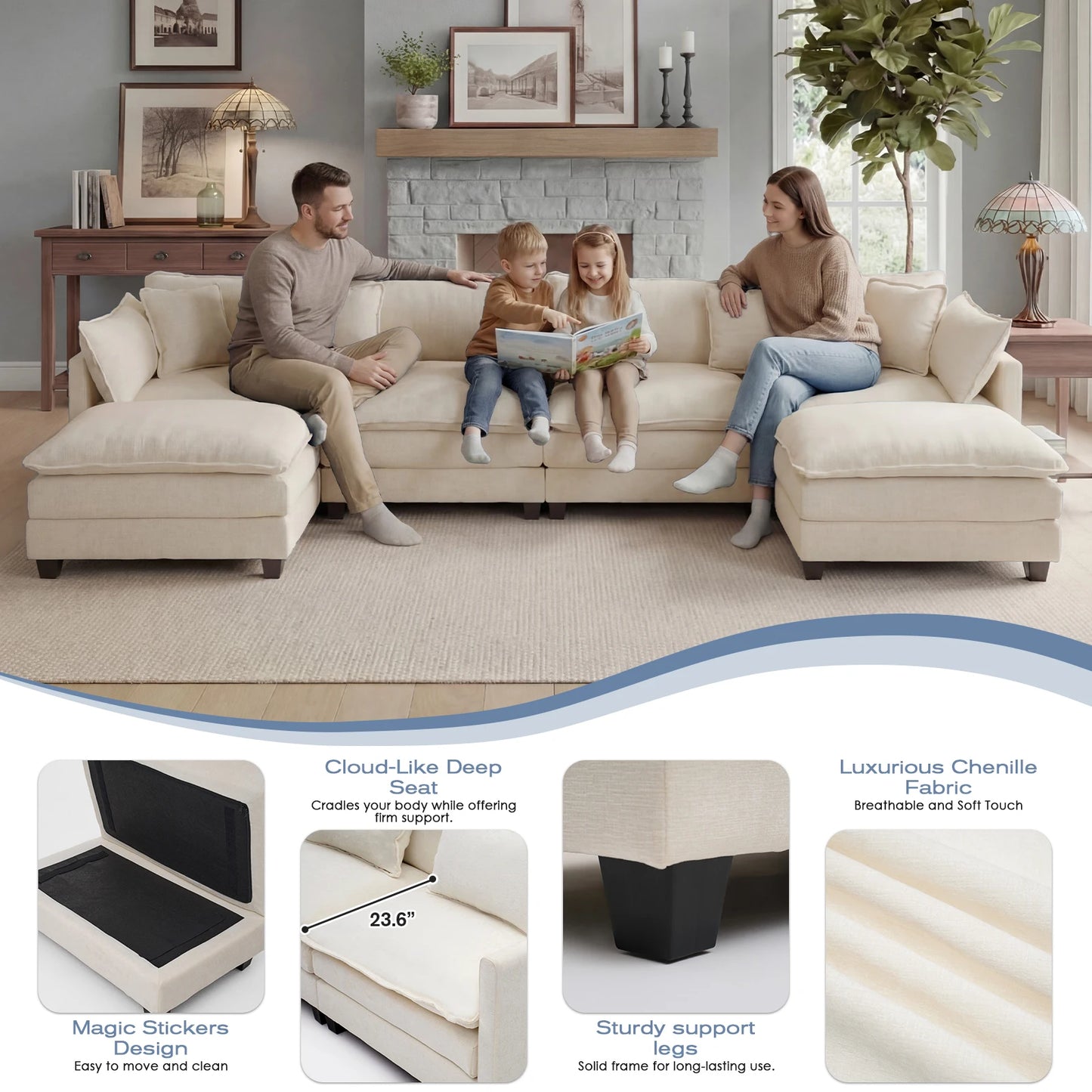 Redlife Premium Modular Sectional Sofa With Ottoman