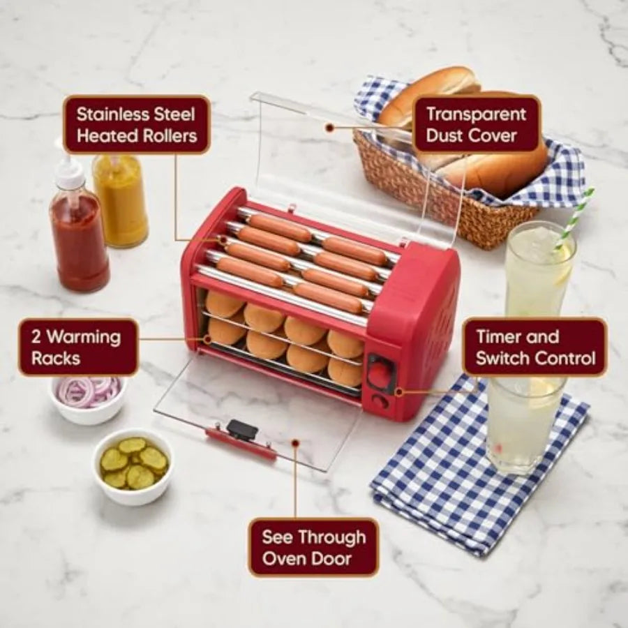 Hot Dog Roller Toaster Oven With 30 Minute Timer Rollers