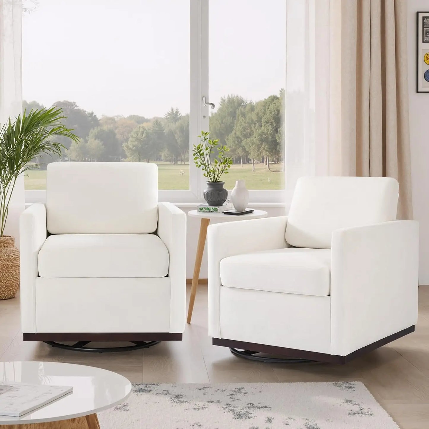 Upholstered Club Armchairs Set of 2 Chenille Fabric