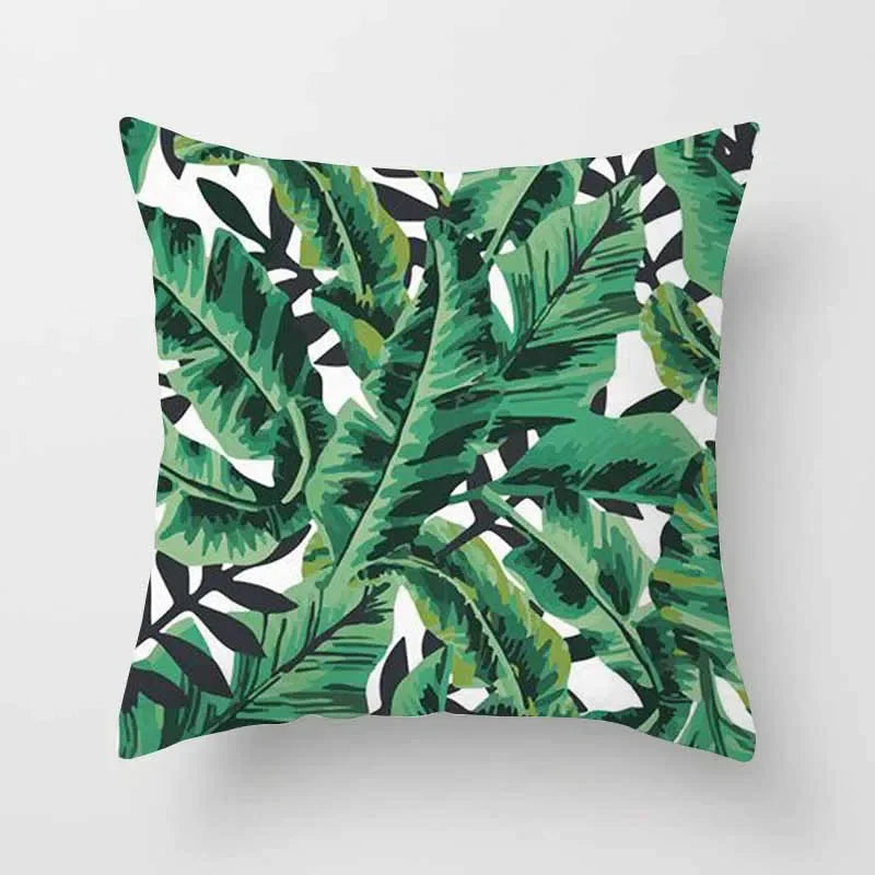 Tropical Leaf Cactus Double-sided Plush Throw Pillow