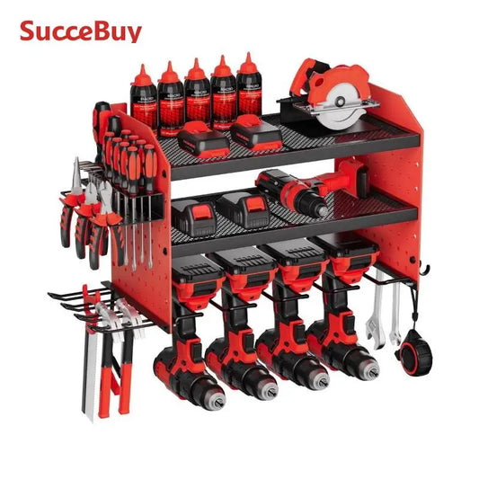 SucceBuy 3 Layer Power Tool Wall Mount Organizer Pegboard For Workshop