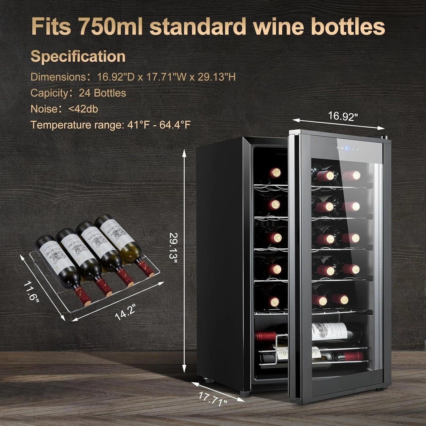24 Bottle Compressor Mini Wine Refrigerator With Temperature Control