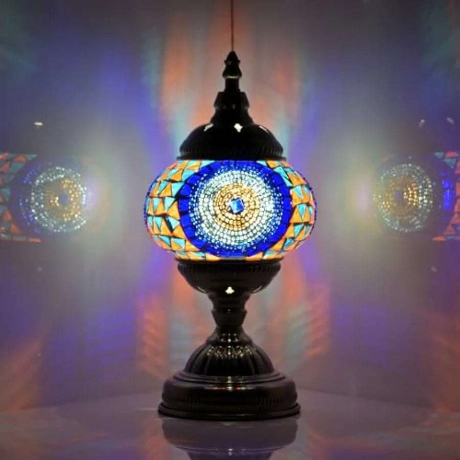 Turkish Moroccan Solar Table Lamp Handmade Mosaic Glass Lantern