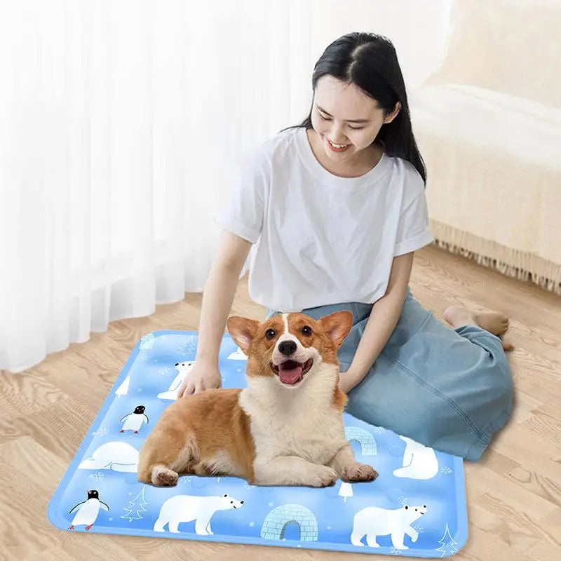 Pet Cooling Mat Dog Cat Sleeping Pad Cool Ice Silk Portable Mattress Blanket Summer Small Animal Cats Dogs Cold Bed Mat