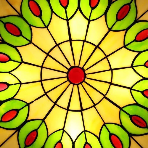 Retro Tiffany Style Flush Mount Ceiling Lamp Stained Glass Fixture