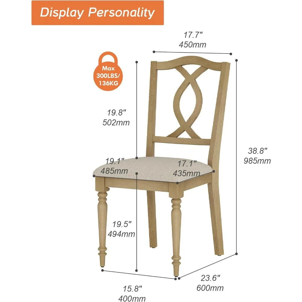 MOYU Upholstered Wood Dining Chairs Set Of 2 With Cross Back Gourd Shaped Leg