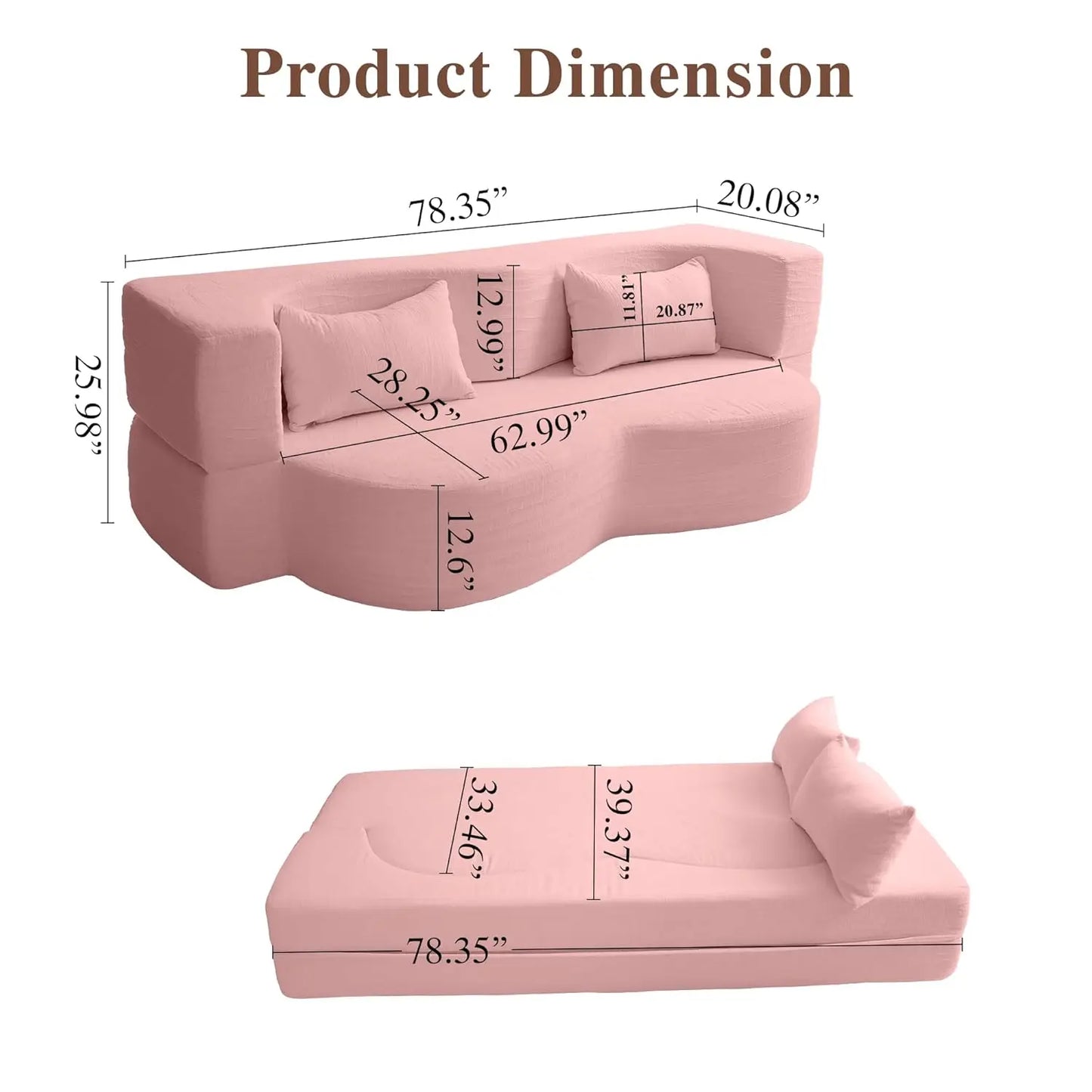 Convertible Sofa Bed 2 In 1 Fabric Folding Couch Mattress
