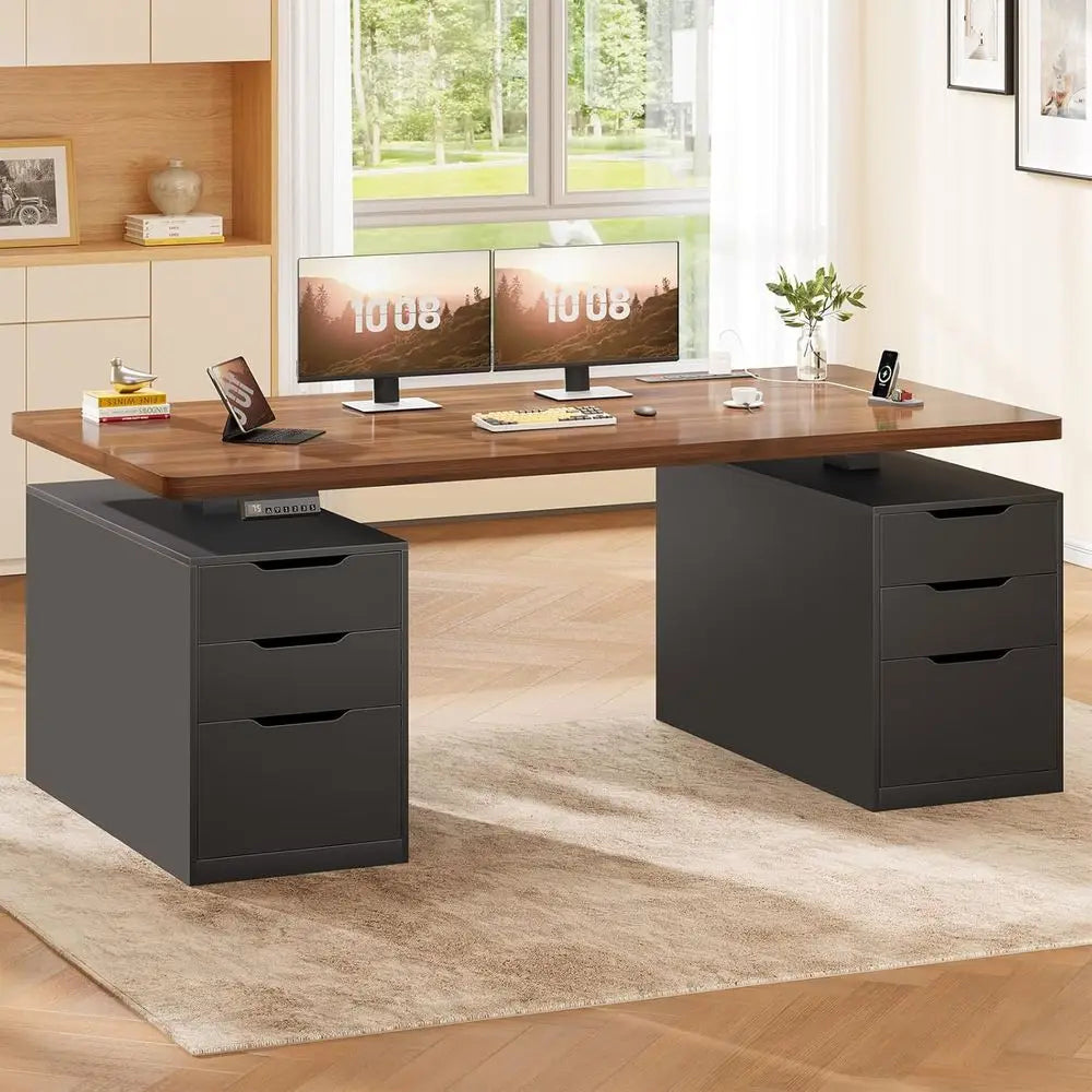 Electric Standing Desk With Storage And Power Outlet