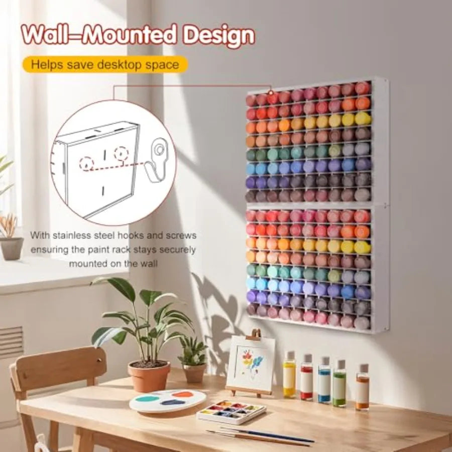 2 Pack Paint Organizer Rack Wall Mount For Bottles