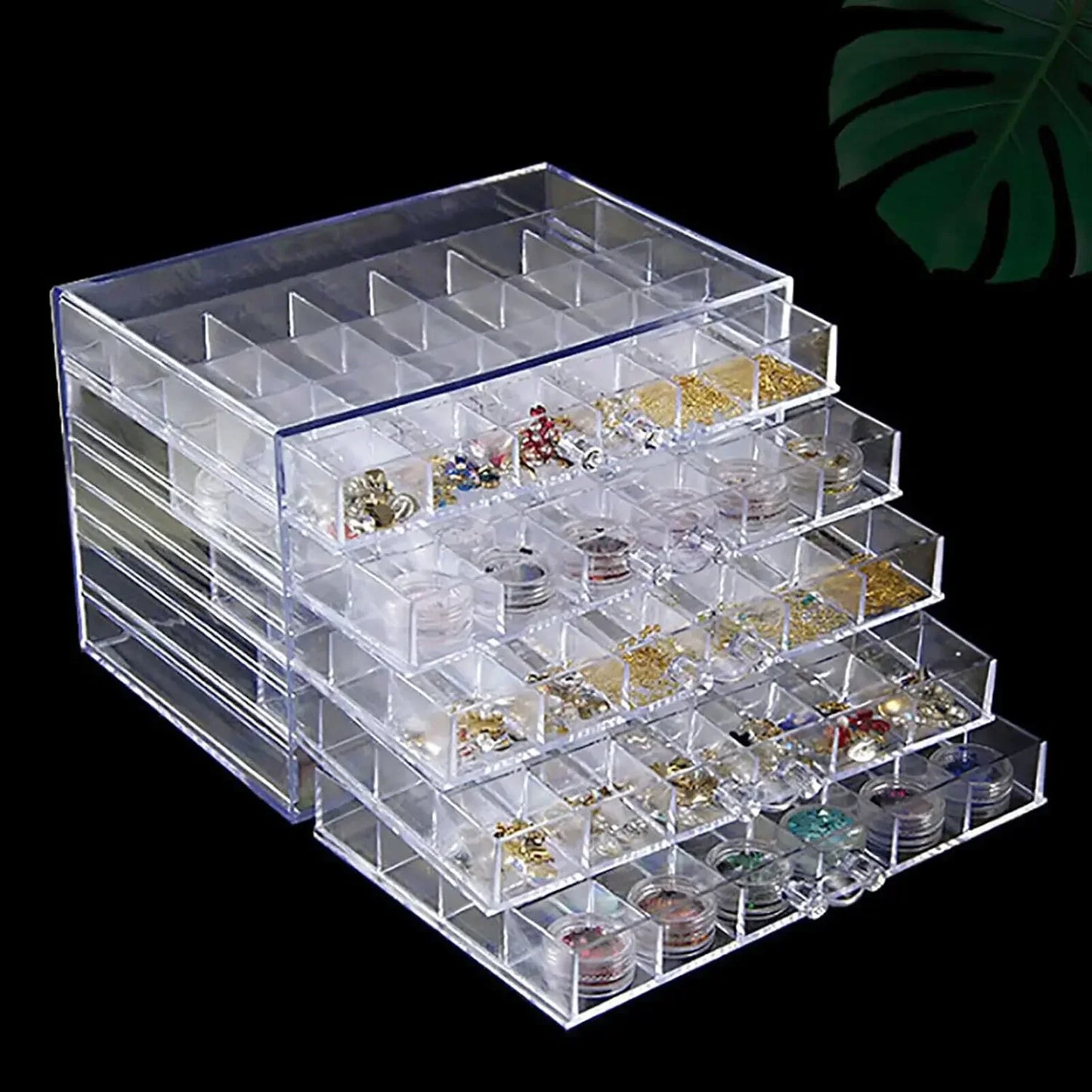 Acrylic Nail Art Organizer 120 Compartments 5 Tier Drawer Box