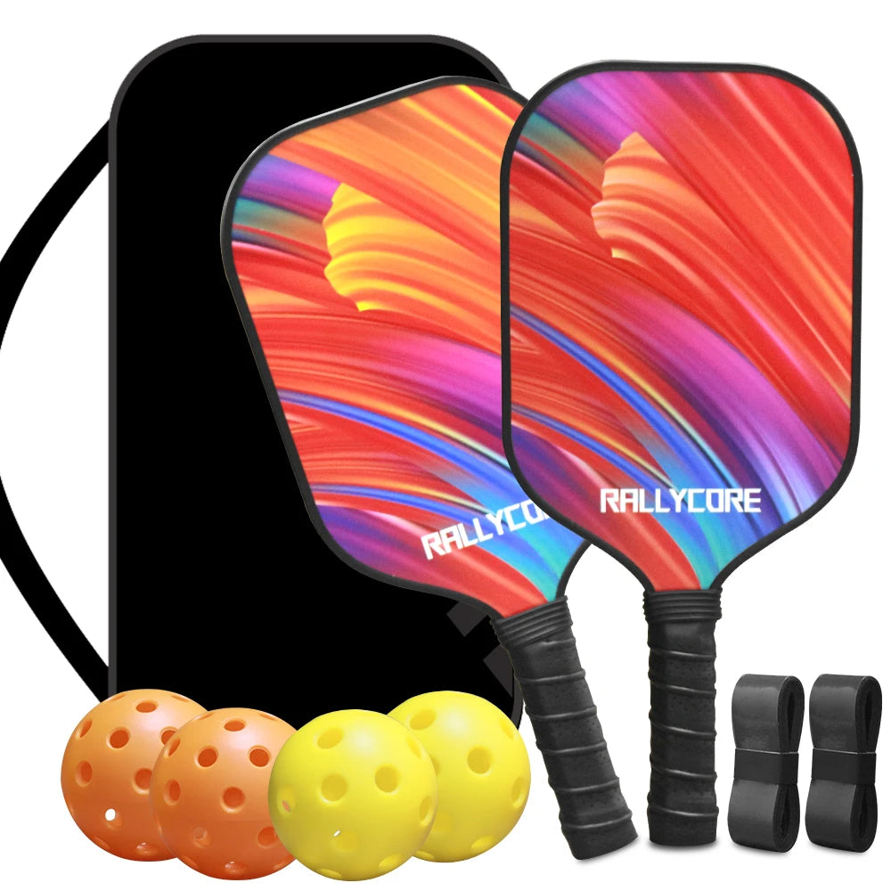 Pickleball Paddles Set of 2 with 4 Balls  Carry Bag  Premium Honeycomb Core Paddles for Indoor  Outdoor Play for Adults andYouth