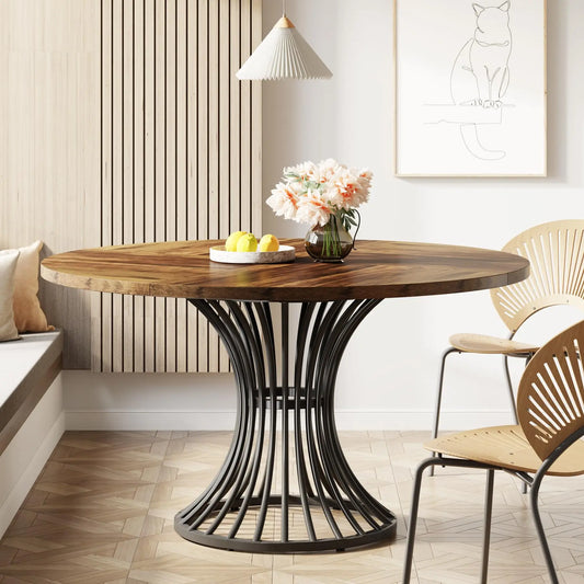 Tribesigns Round Dining Table For 4 To 6 People Farmhouse