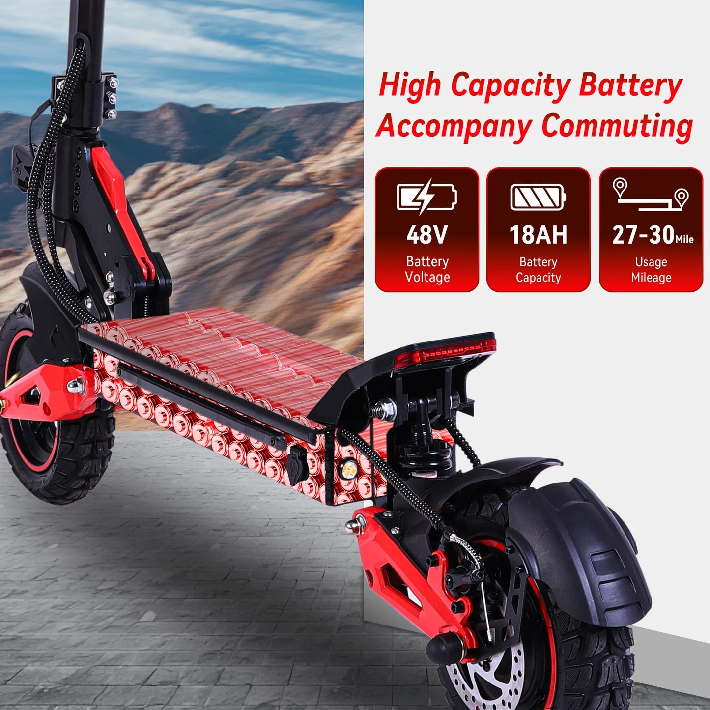 OBARTER J15 Electric Scooter 1600W Motor 31mph Off Road Tyres 48V 18Ah