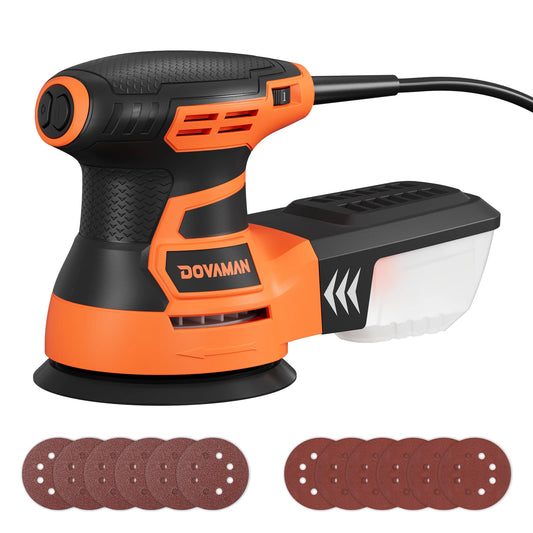 DOVAMAN 3A Orbital Sander, 6-Speed Random Orbit Sander up to 13000RPM, 12 Sandpapers, Dust Collection, Woodworking Tool