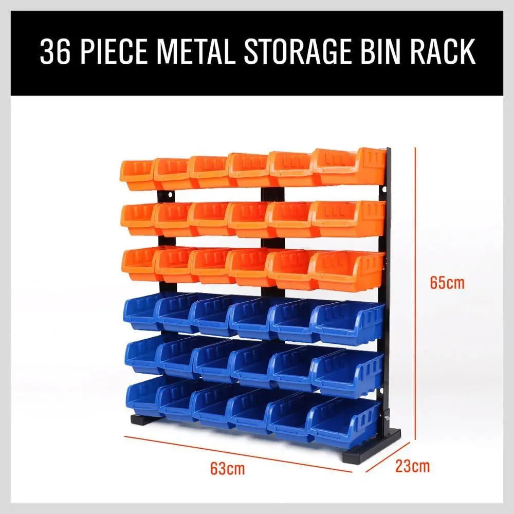 36 Bin Plastic Storage Organizer Rack For Tools And Garage