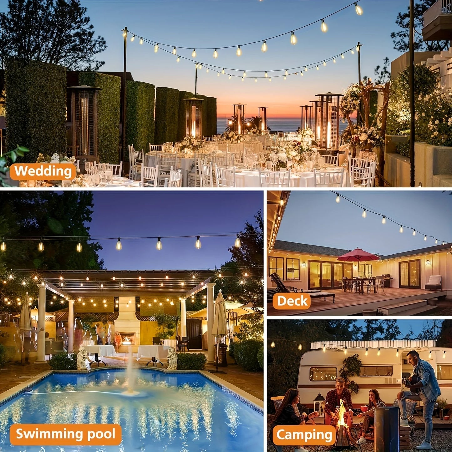 LED Outdoor String Lights ST38 Patio Waterproof Porch Deck Garden