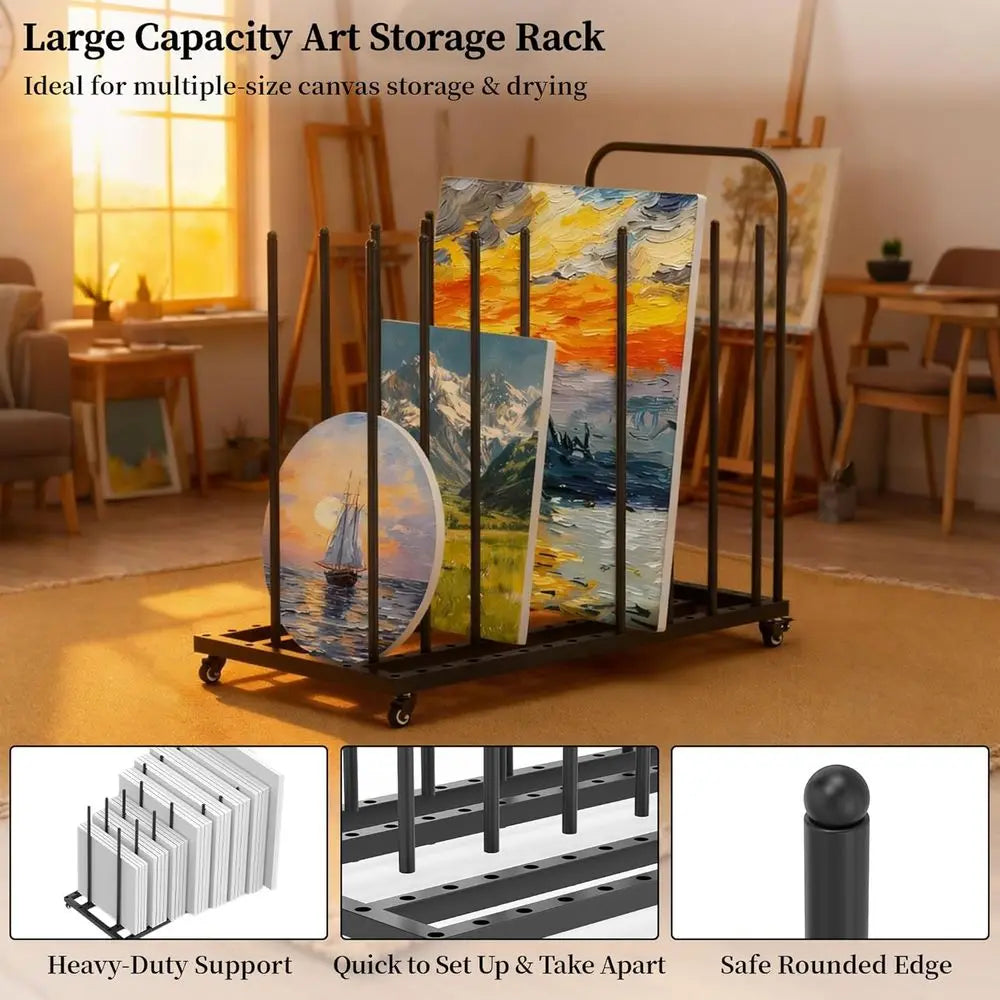 Art Storage Rack, Art Drying Rack, Art Canvas Organizer, Paint Display Rack Metal(Black)