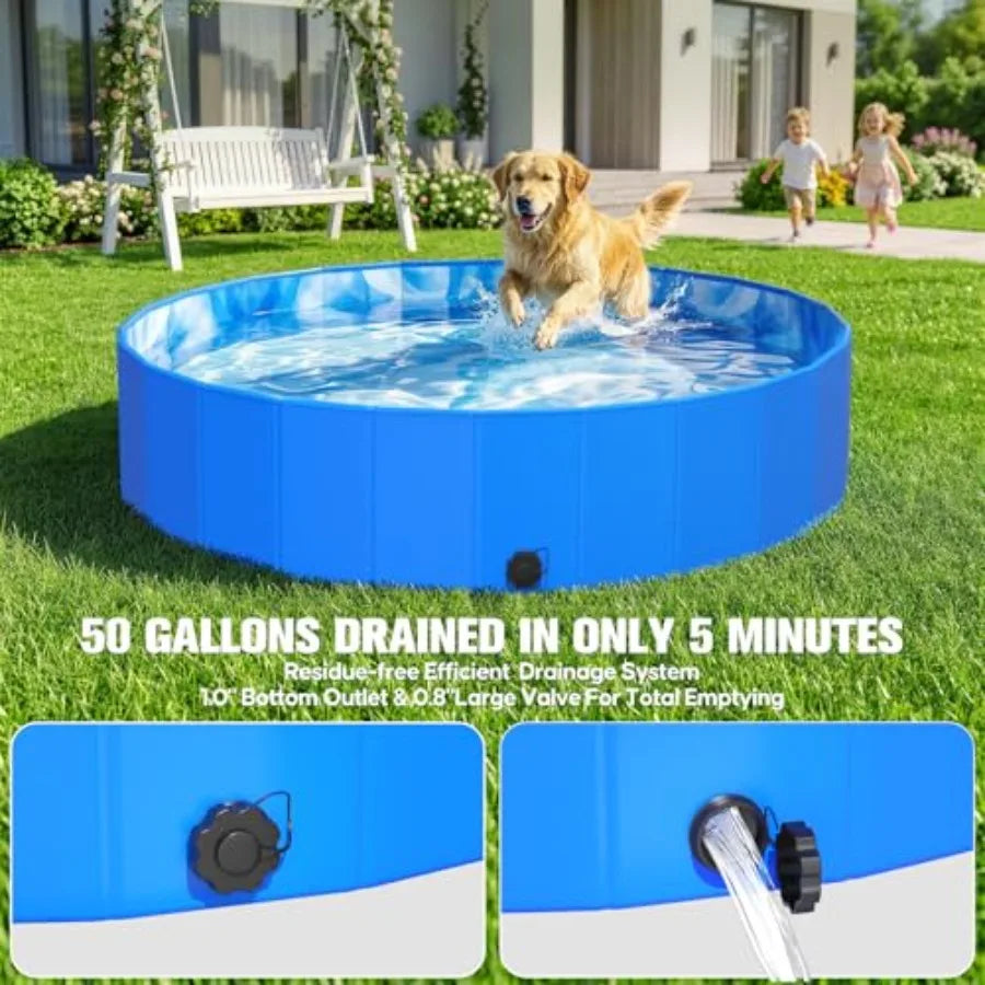2026 Foldable Dog Kiddie Pool, Portable Hard Plastic Dog Pool, Thickened Swimming Pool For Small Dogs, Collapsible Pet Pool, No