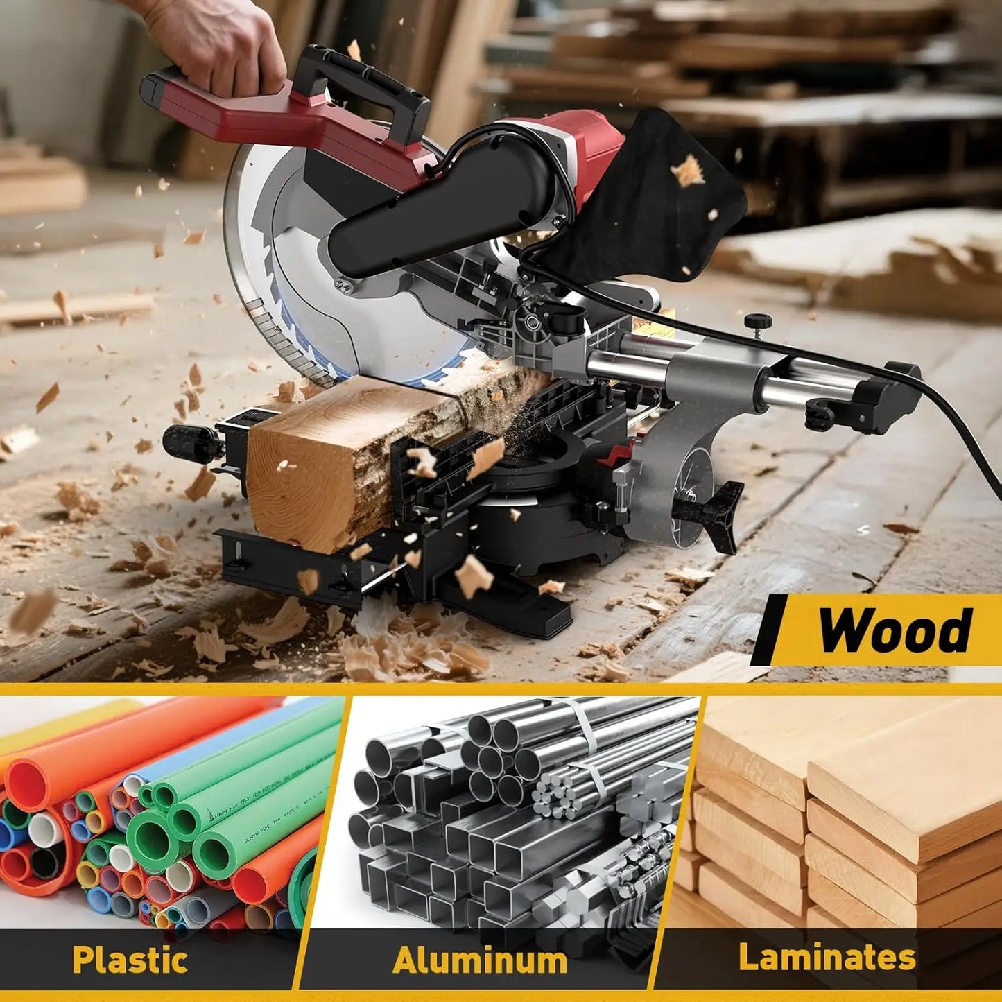 Marvtool JS1207C3 Sliding Compound Miter Saw 15 Amp