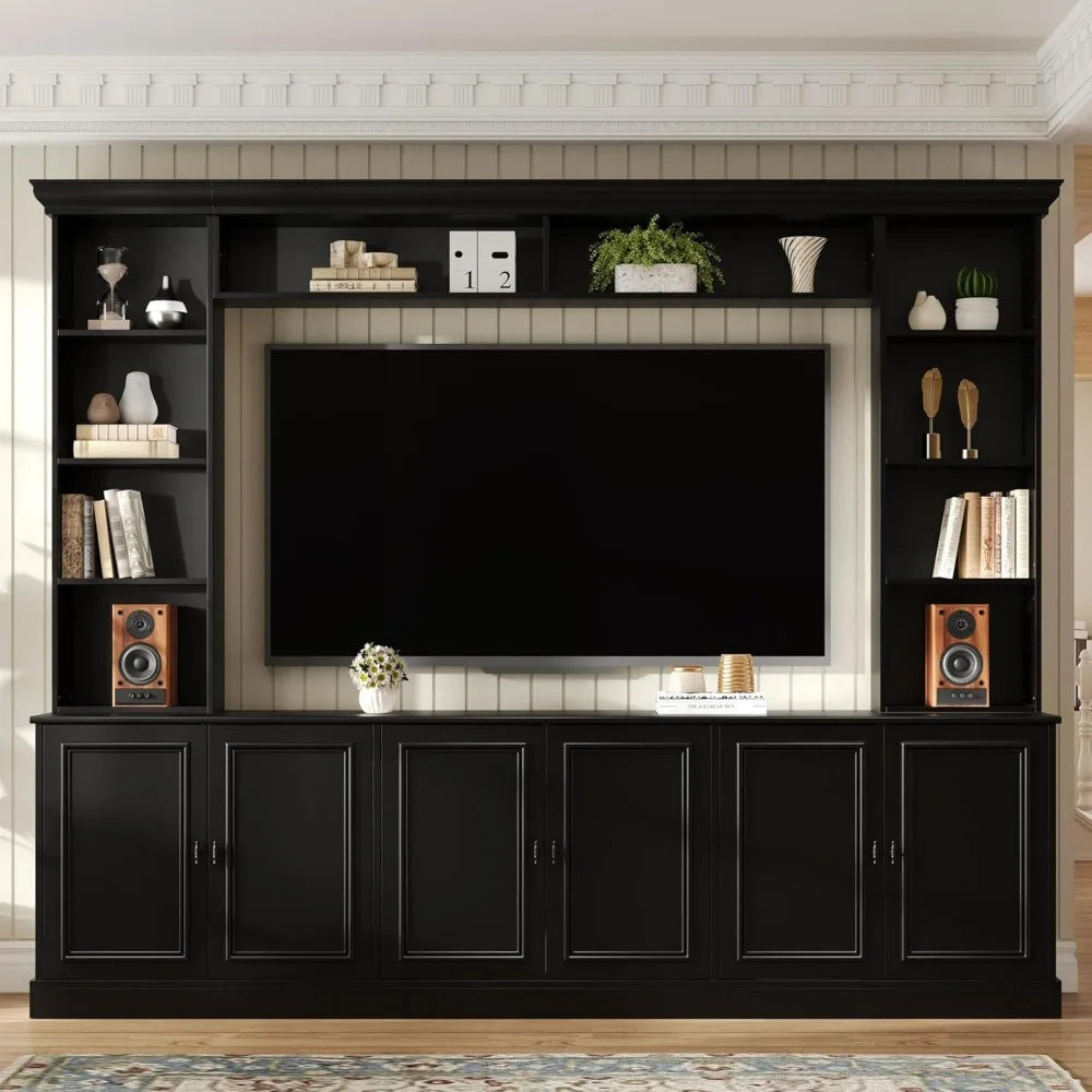 RBXC Modern TV Stand With 6 Doors And Adjustable Shelves