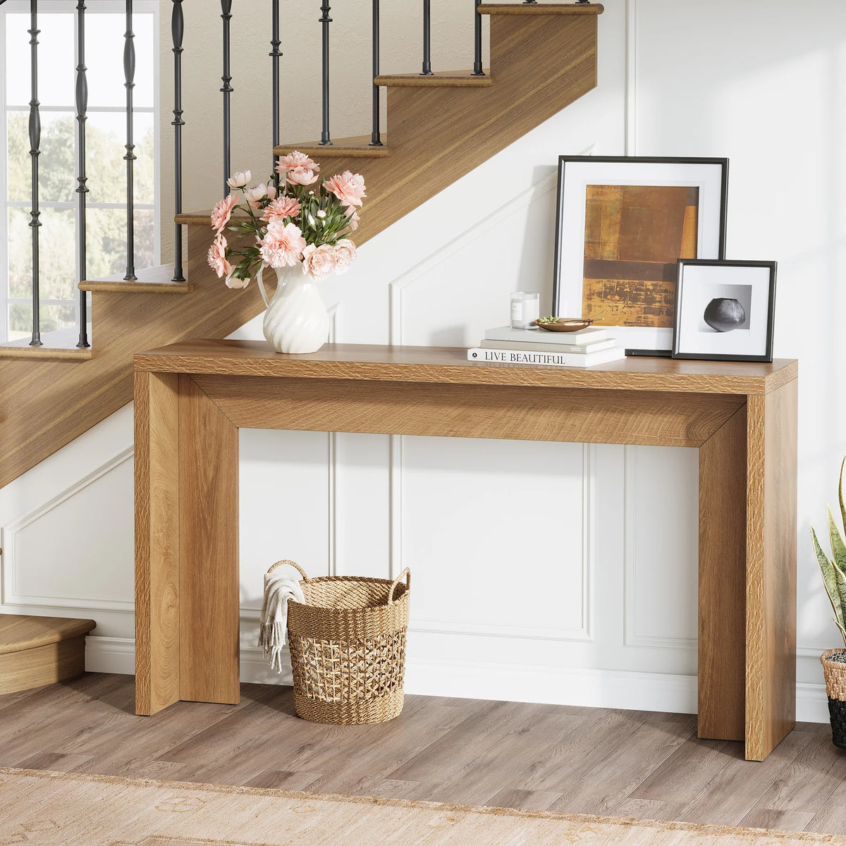 Tribesigns Wooden Farmhouse Console Table With Storage