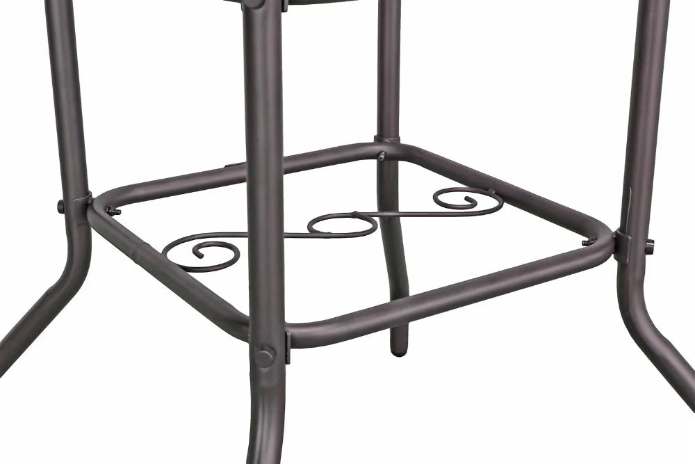 Round Patio Dining Table With Steel Base And Glass Top