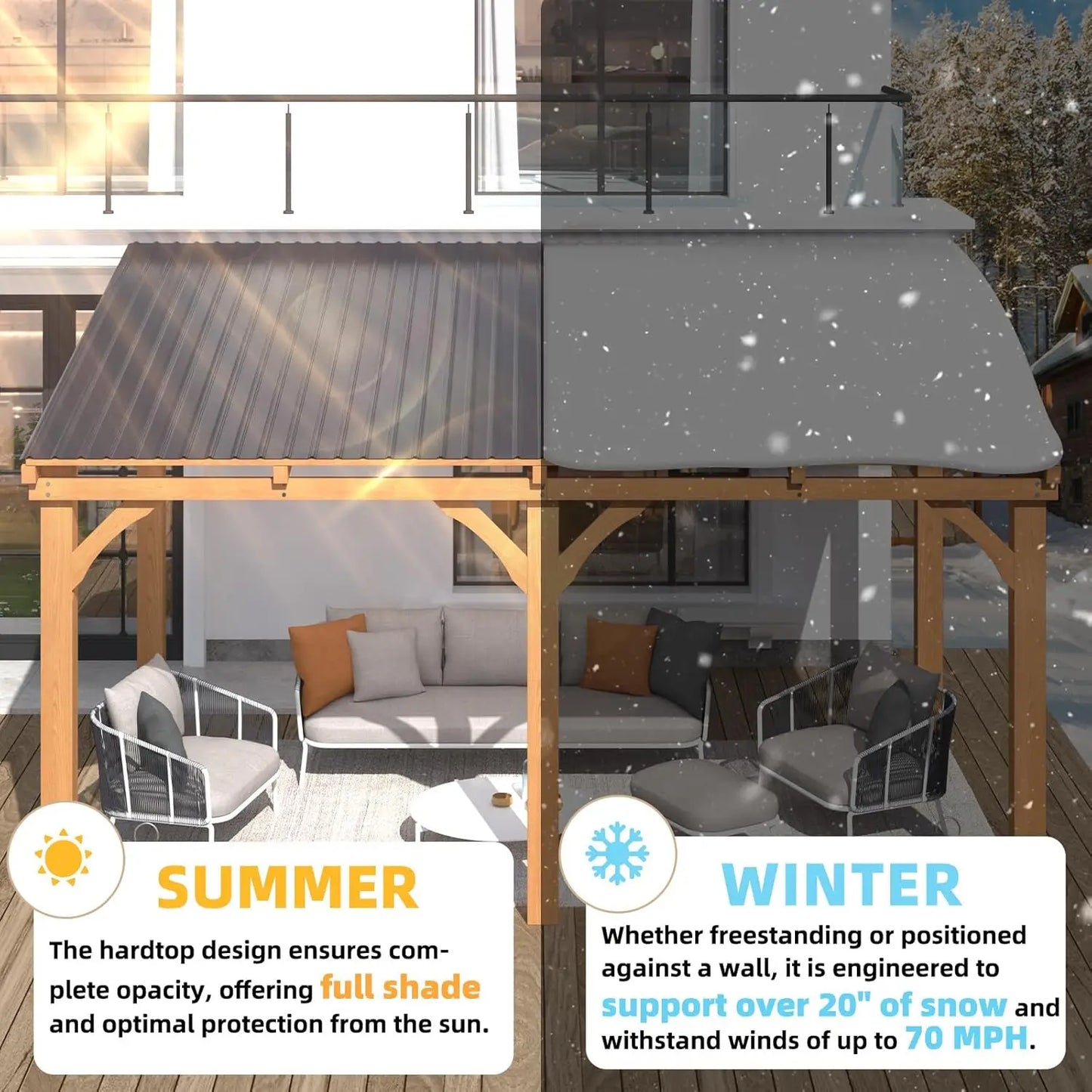 Wood Cedar Gazebo 10x10 Outdoor Patio Wall Mounted