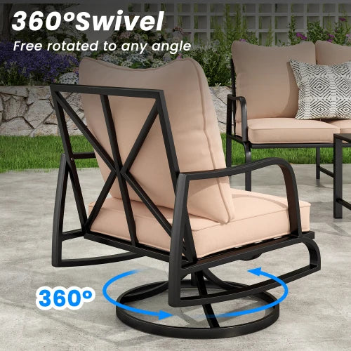 Outdoor Swivel Rocking Patio Bistro Set With Thick Cushions