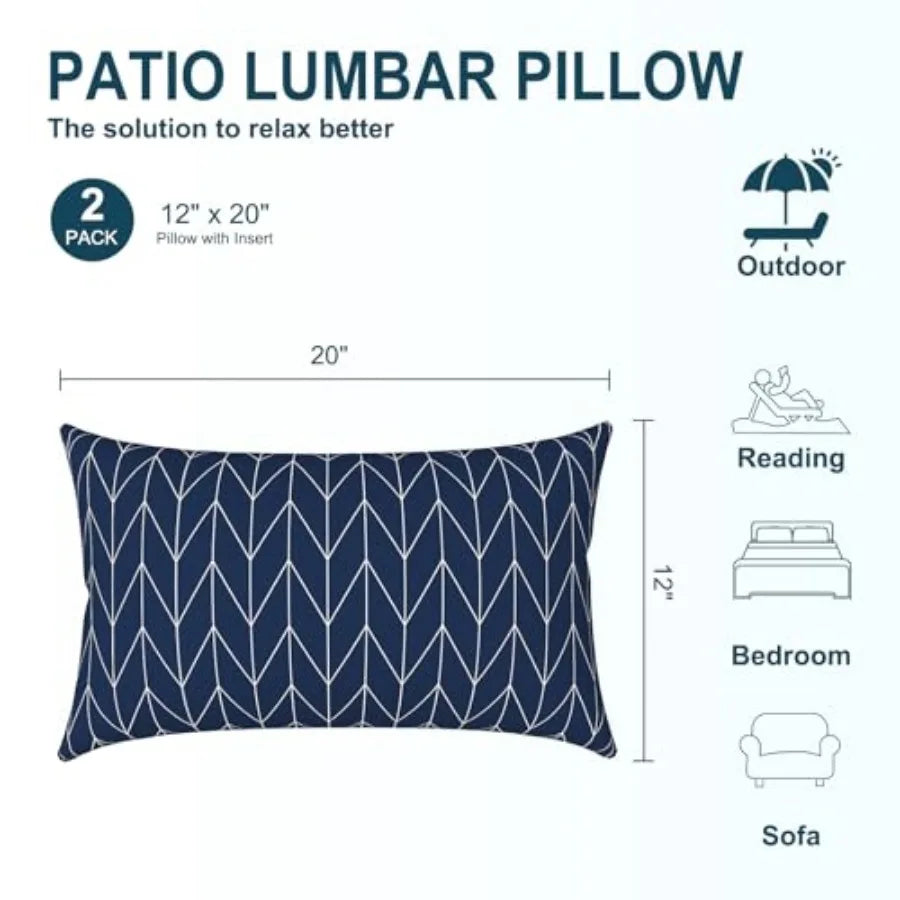 Pack Of 2 Waterproof Outdoor Lumbar Pillows For Patio Furniture