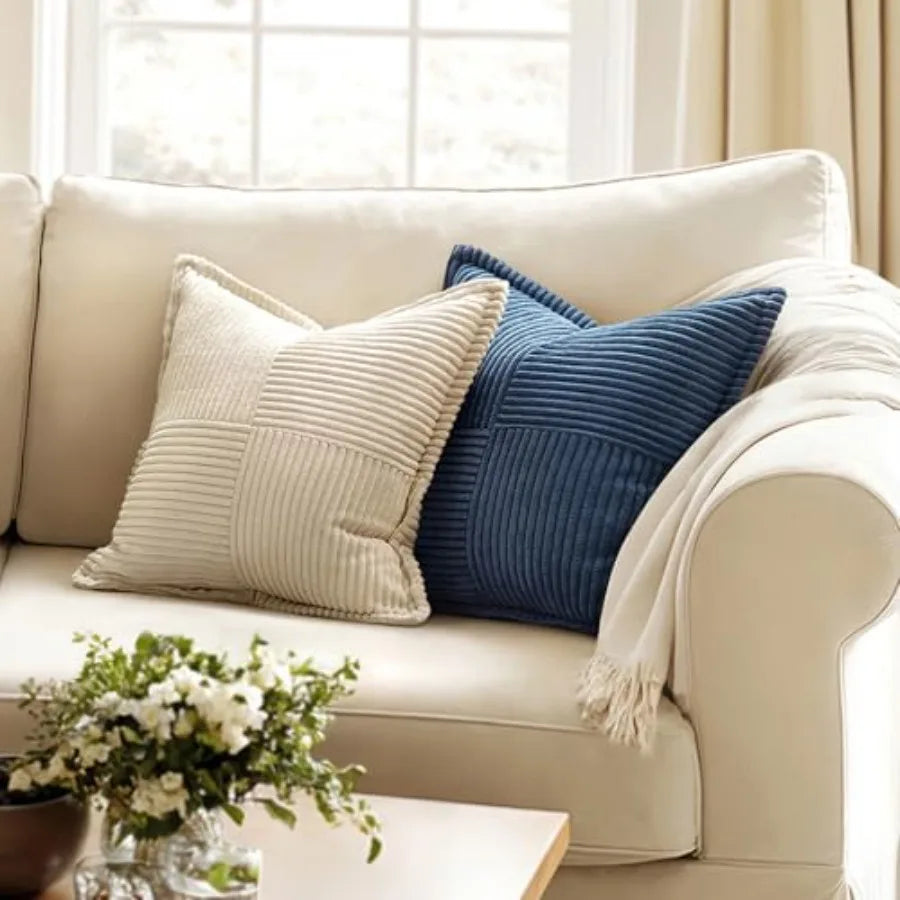 Decorative Boho Patchwork Stripe Pillow Covers Set of 2