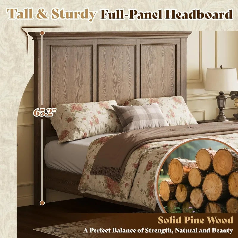 Solid Wood Platform Bed Frame With Underbed Storage Slats
