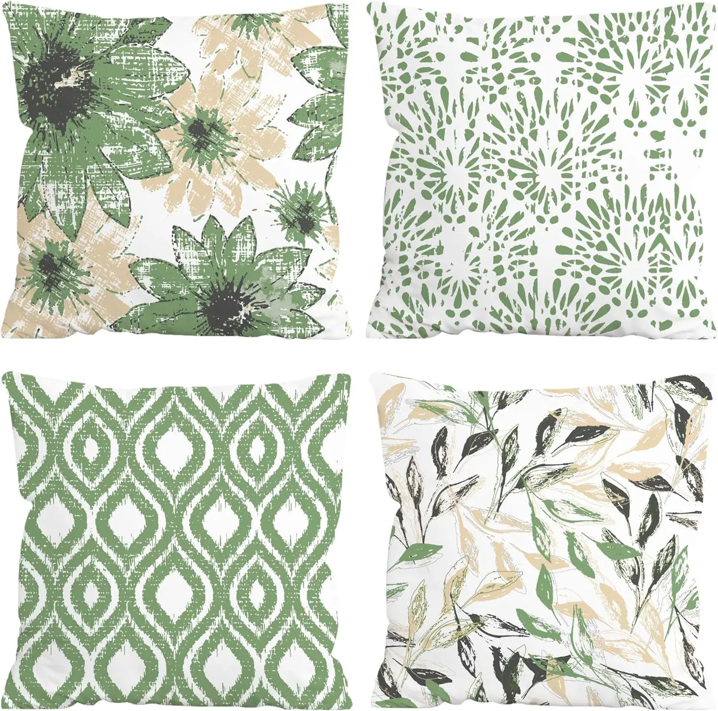 Boho Sage Floral Throw Pillow Covers Decor