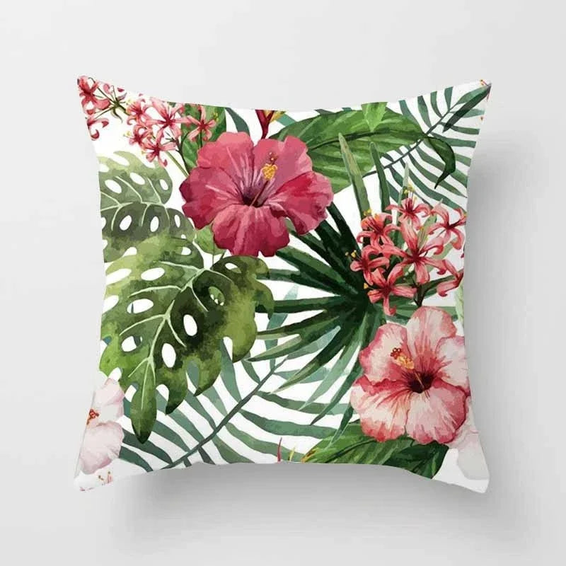 Tropical Leaf Cactus Double-sided Plush Throw Pillow