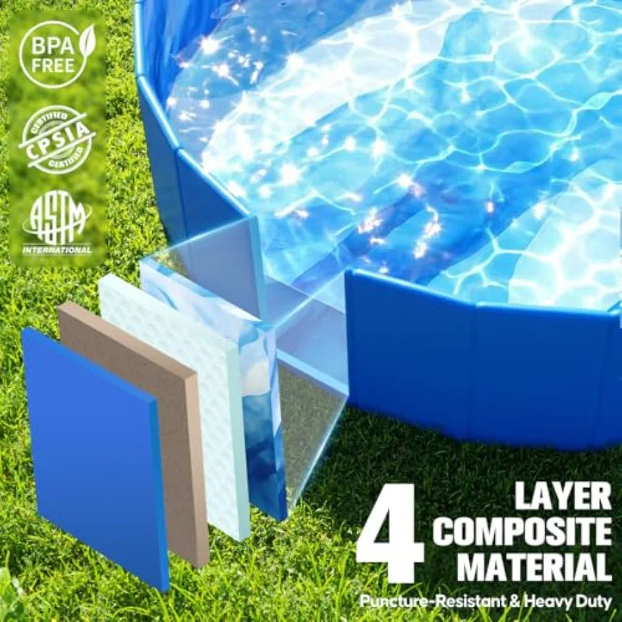 2026 Foldable Dog Kiddie Pool, Portable Hard Plastic Dog Pool, Thickened Swimming Pool For Small Dogs, Collapsible Pet Pool, No