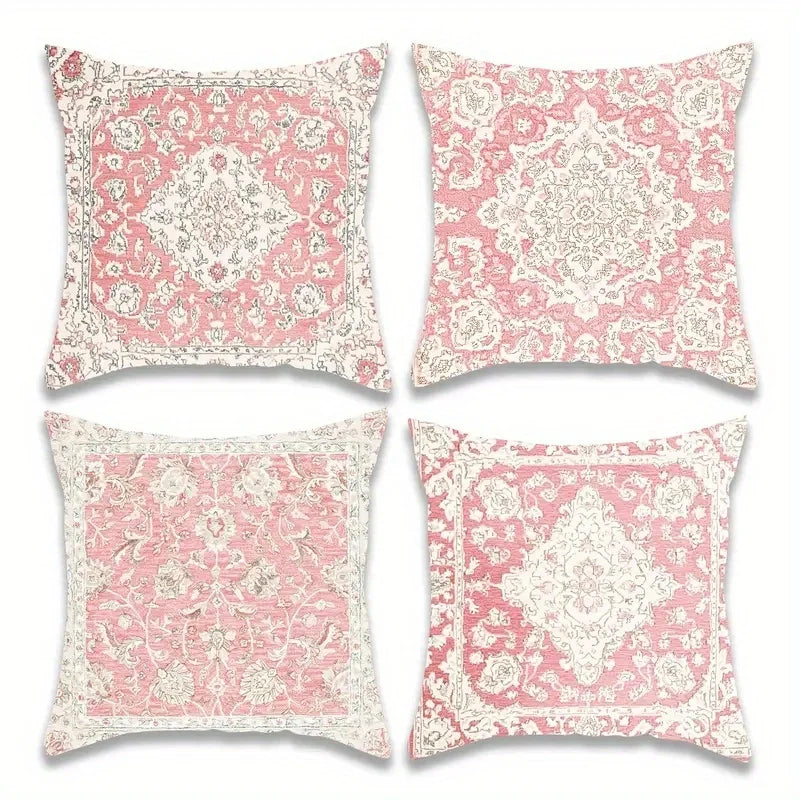 Boho Distressed Oriental Square Throw Pillow Covers