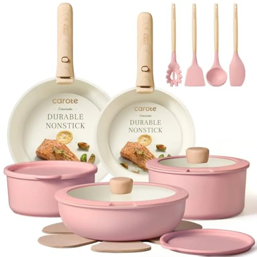 Ceramic Cookware Set Nonstick With Detachable Handle Induction Oven Safe
