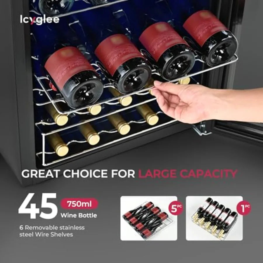 Wine Cooler Refrigerator Freestanding Mini For Red White Champagne Adjustable