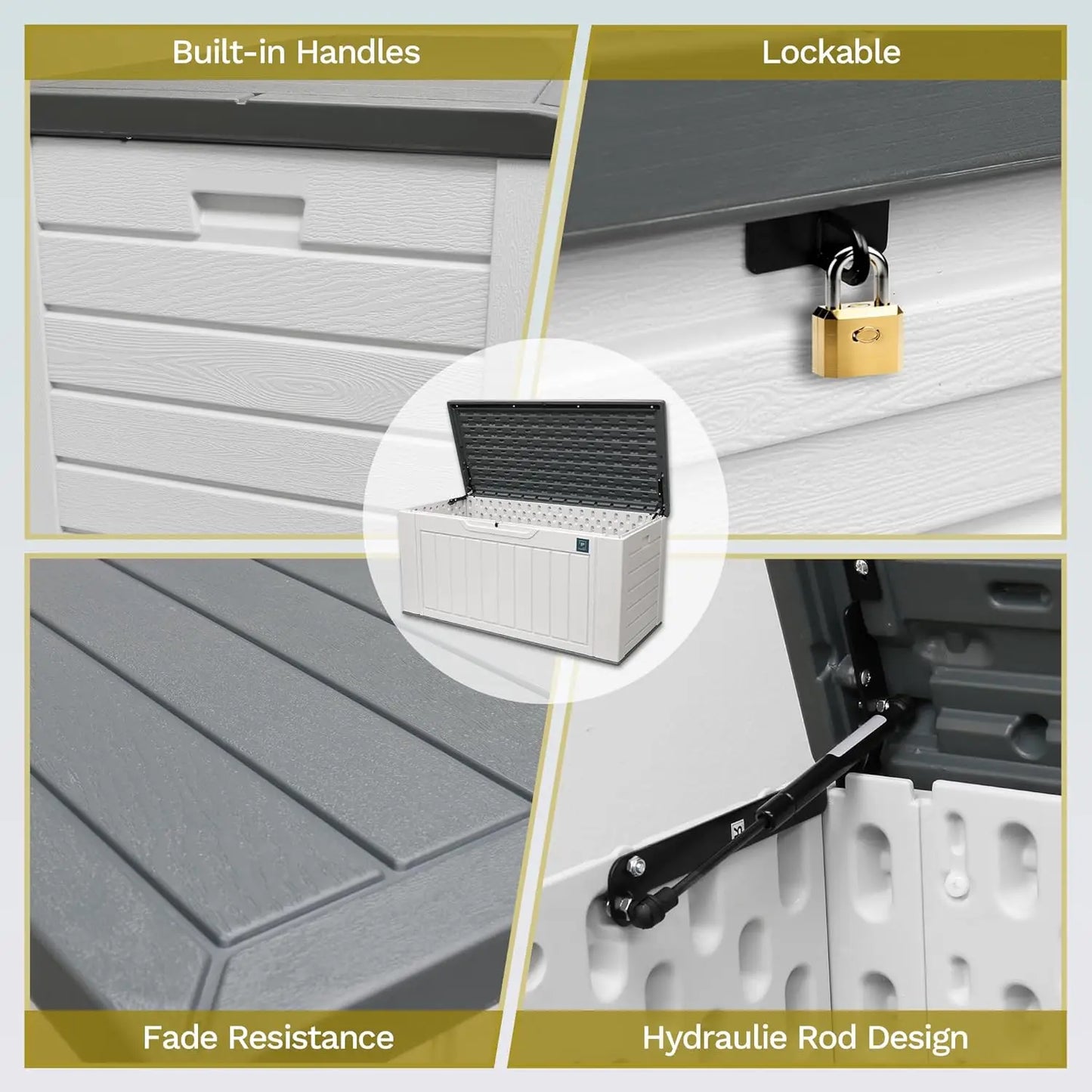 Waterproof Resin Deck Box Outdoor Storage 230 Gal Rubber Plastic
