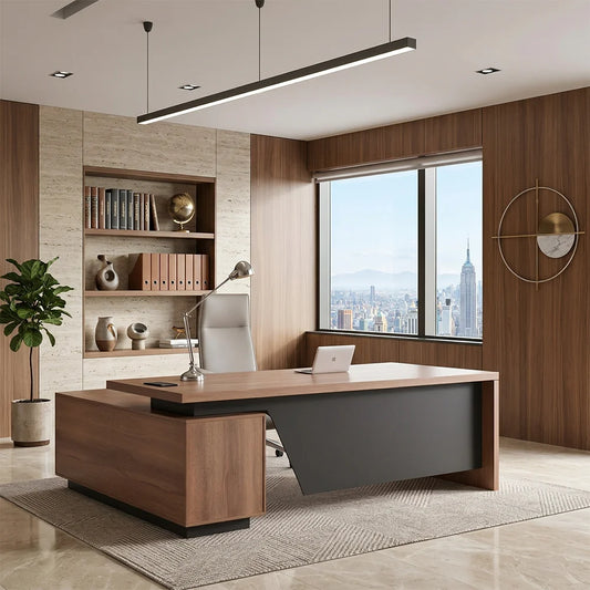 L Shaped Executive Desk With Reversible Storage And Power Hub