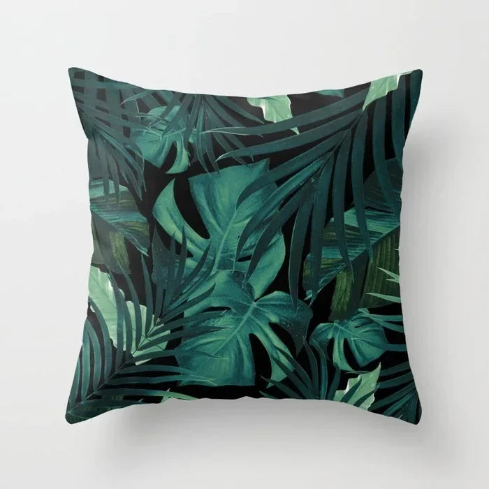 Tropical Leaf Cactus Double-sided Plush Throw Pillow