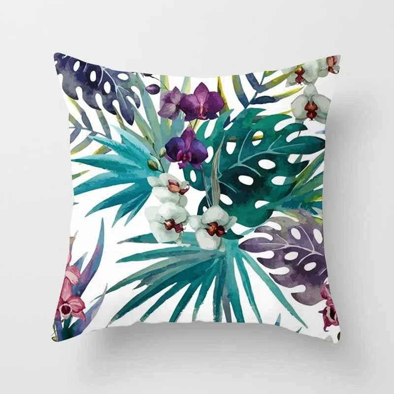 Tropical Leaf Cactus Double-sided Plush Throw Pillow