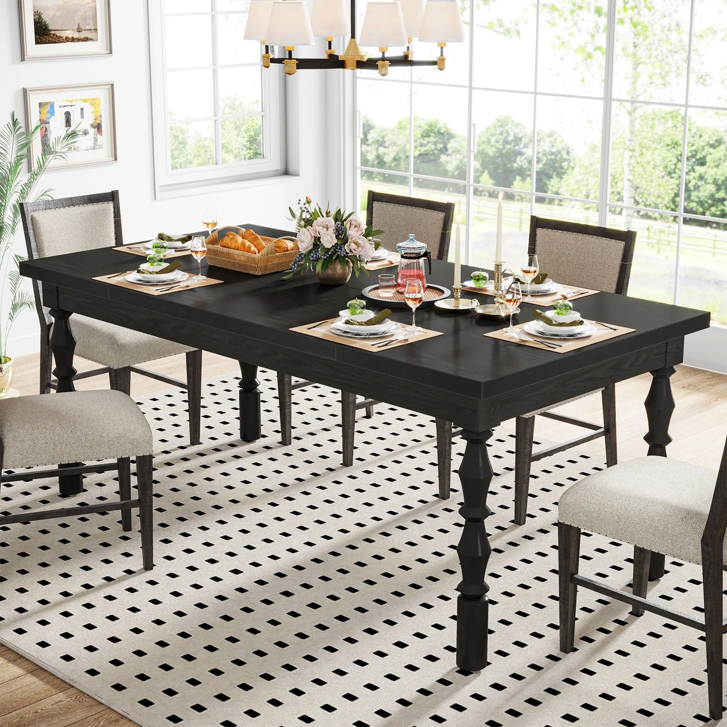 Tribesigns Wood Patio Table For 4 To 6 People Outdoor Dining
