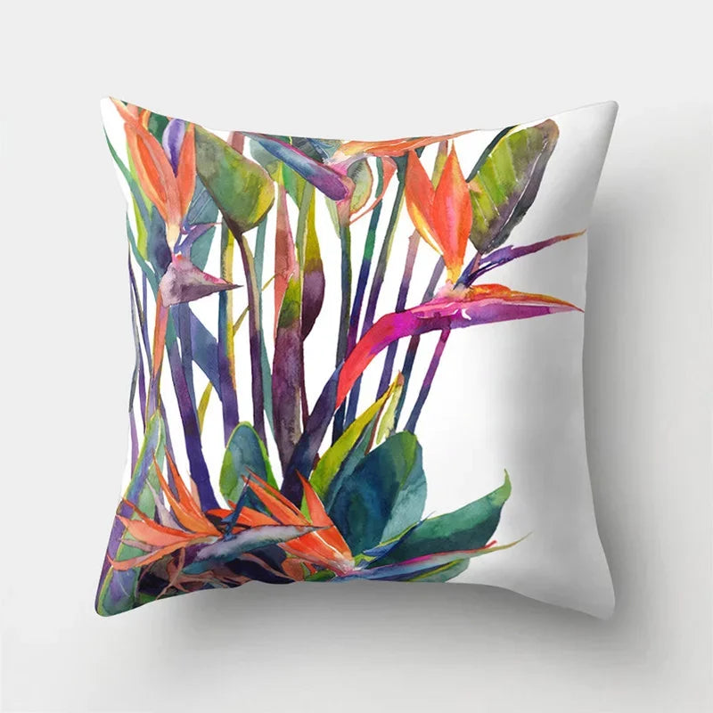 Tropical Leaf Cactus Double-sided Plush Throw Pillow