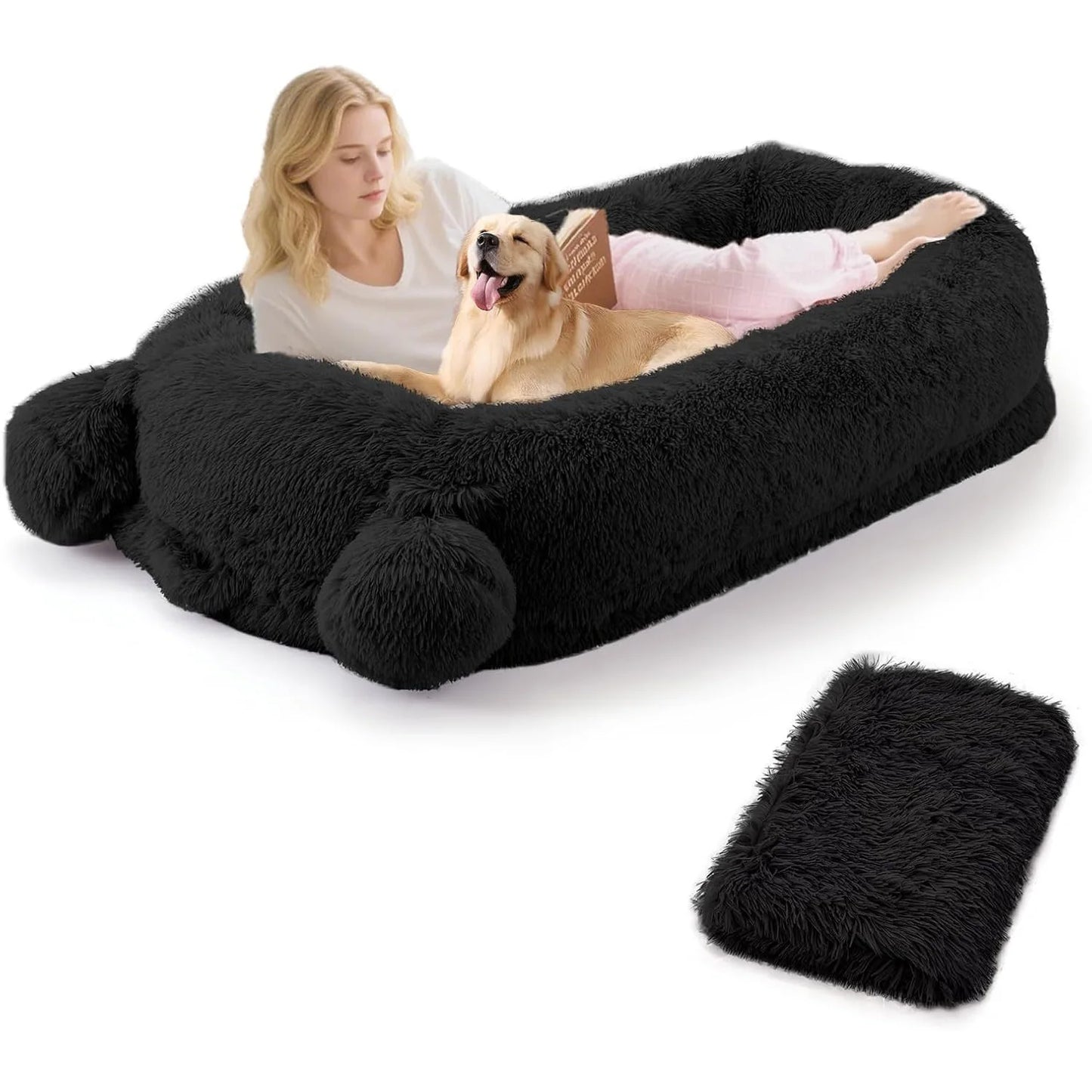 HiMISS Adult Dog Bed With Removable Cover And Blanket