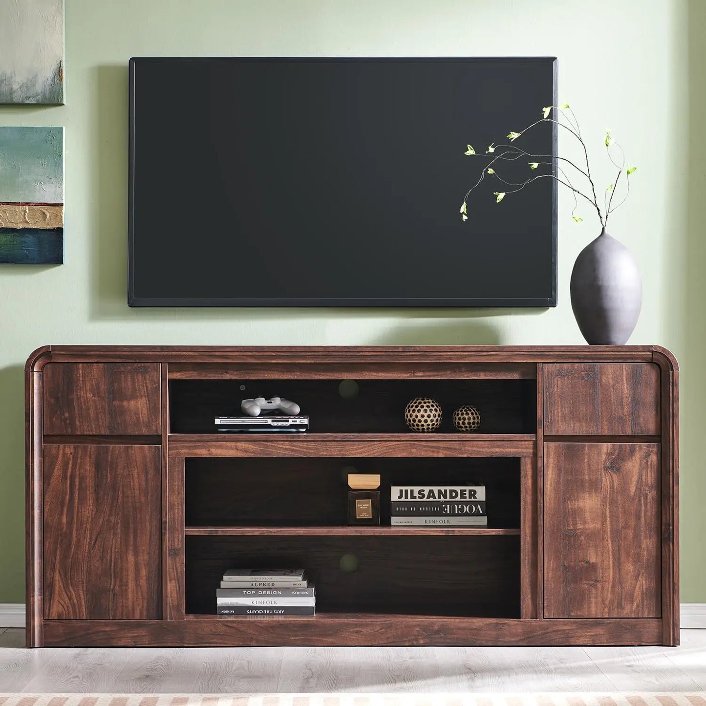 Modern TV Stand With Storage Cabinet And Drawers Entertainment Center