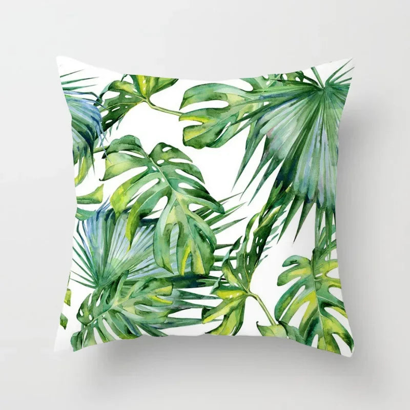 Tropical Leaf Cactus Double-sided Plush Throw Pillow
