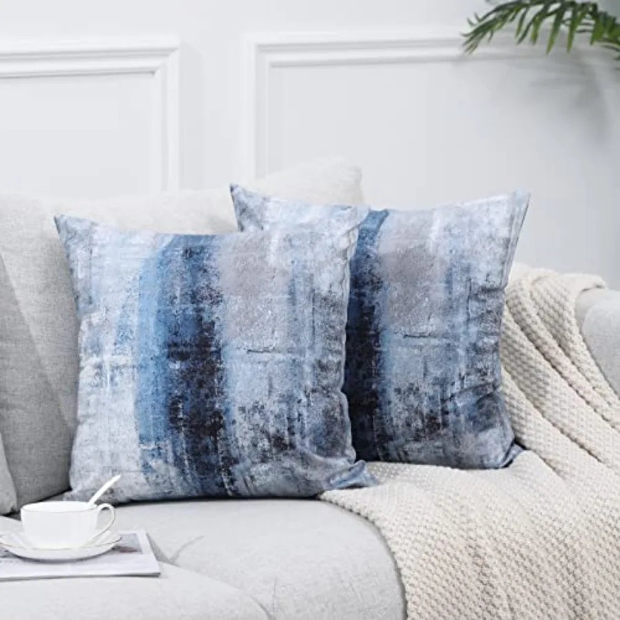 Abstract Art Pillow Cover Knit Faux Fur Cushion Modern Decor