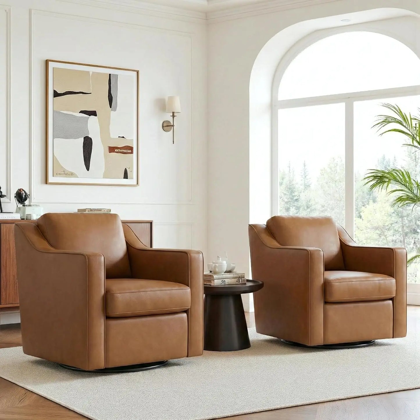 Upholstered Club Armchairs Set of 2 Chenille Fabric